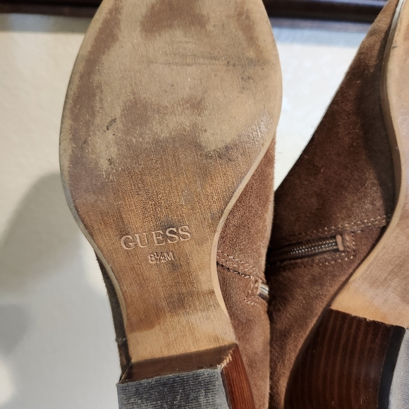 Guess Geora Brown Leather Suede Ankle Booties - Picture 11 of 12